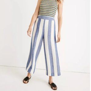 Madewell Huston linen pull on pants blue white size small